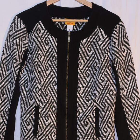Ruby Road Size 10 Blazer Zip Front Black White Black Trim - Picture 3 of 14